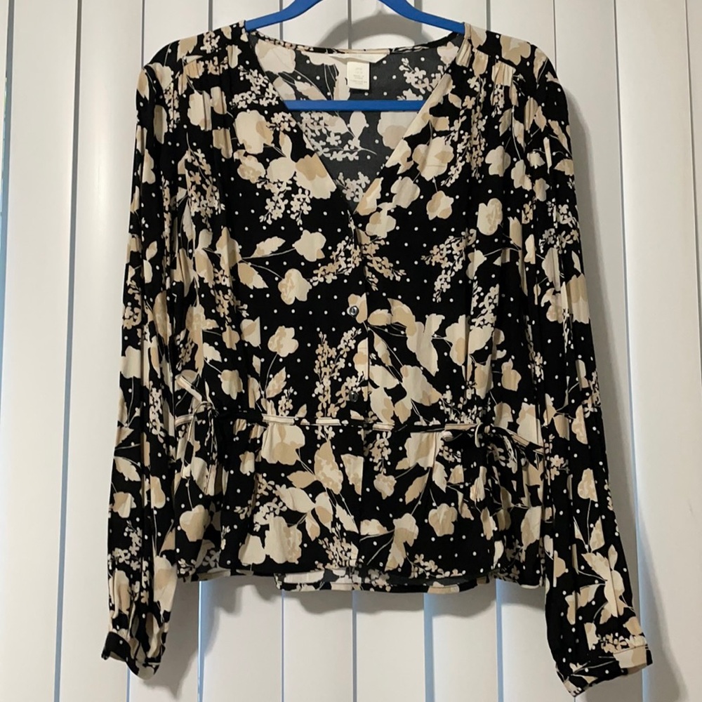 H&M Floral Button Down Blouse Top